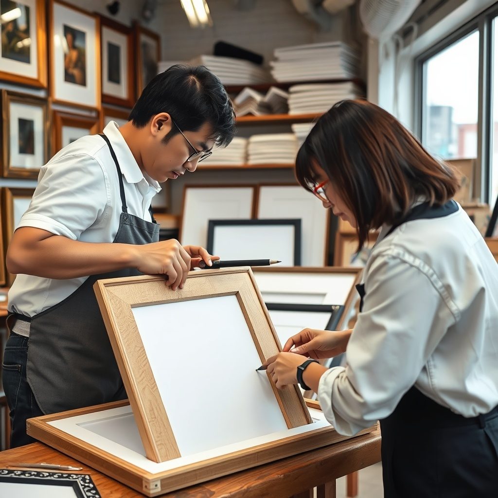 Artframe workshop showcasing frame profiles