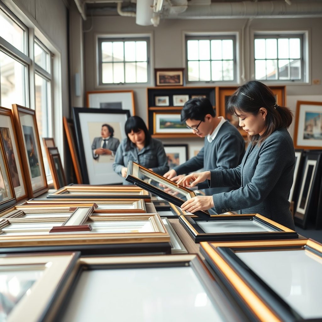 Artframe workshop showcasing custom picture framing.